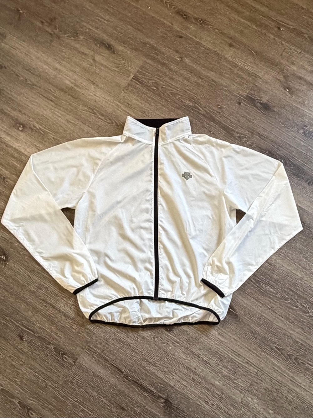 Descente White Jacket with Black Logo and Trim